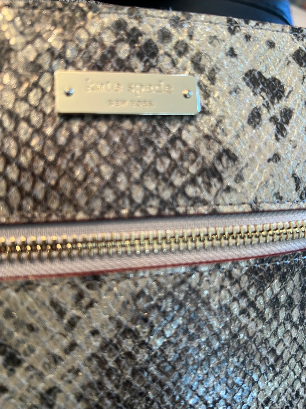 kate spade Metallic Snake-Print Crossbody Bag - Silver and Black - Picture 2 of 8